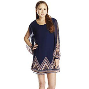 NWT JOLT chevron sheer split sleeve sheath dress S